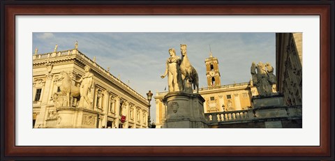 Framed Low angle view of a statues in front of a building, Piazza Del Campidoglio, Palazzo Senatorio, Rome, Italy Print