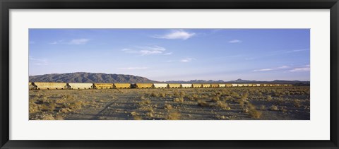 Framed Freight train in a desert, Trona, San Bernardino County, California, USA Print