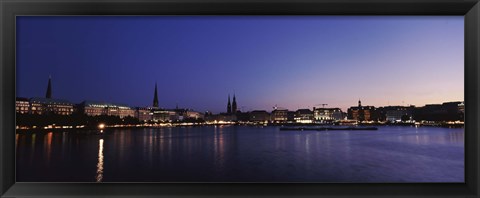 Framed Buildings at the waterfront, Alster Lake, Hamburg, Germany Print