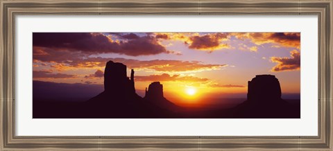 Framed Silhouette of buttes at sunset, Monument Valley, Utah Print