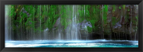 Framed Waterfall in a forest, Mossbrae Falls, Sacramento River, Dunsmuir, Siskiyou County, California, USA Print