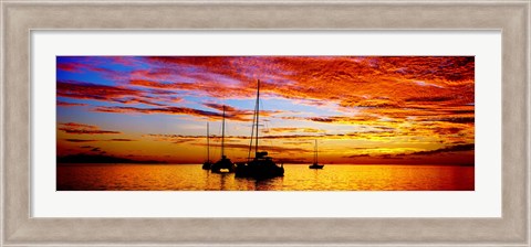 Framed Tahiti Sunset, Society Islands, French Polynesia Print