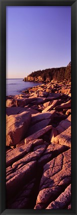 Framed Rock formations on the coast at sunset, Acadia National Park, Maine Print