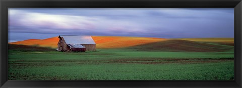 Framed Old Barn Under Cloudy Skies, Washington State Print