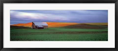 Framed Old Barn Under Cloudy Skies, Washington State Print