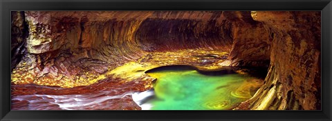 Framed Rock formations in a slot canyon, The Subway, Zion National Park, Utah Print