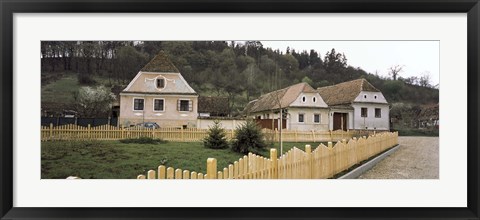 Framed Houses in a village, Biertan, Transylvania, Mures County, Romania Print