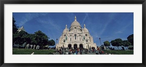 Framed Crowd at a basilica, Basilique Du Sacre Coeur, Montmartre, Paris, Ile-de-France, France Print