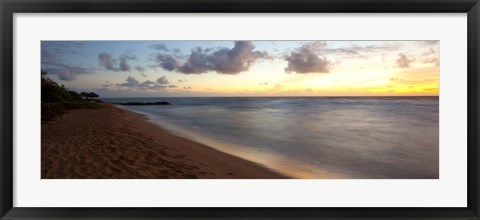 Framed Sunrise over an ocean, Waipouli Beach, Kauai, Hawaii, USA Print