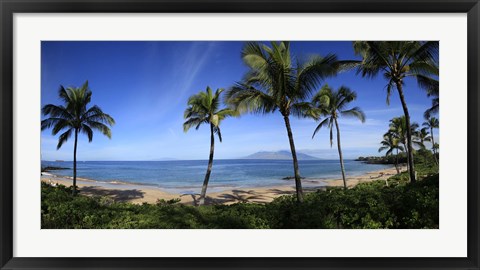 Framed Palm trees on the beach, Maui, Hawaii, USA Print