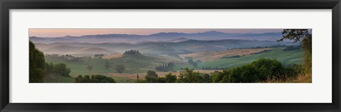 Framed Farmhouse in valley, Val d&#39;Orcia, Tuscany, Italy Print