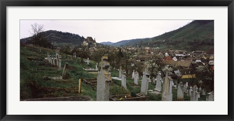 Framed Tombstones in a cemetery, Saxon Church, Biertan, Sibiu County, Transylvania, Romania Print