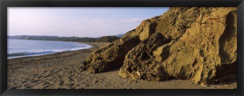 Framed Rock formations on the beach, Chios Island, Greece Print