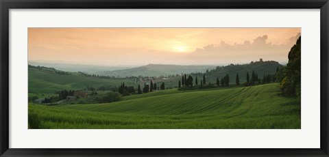 Framed Trees on a hill, Monticchiello Di Pienza, Val d&#39;Orcia, Siena Province, Tuscany, Italy Print