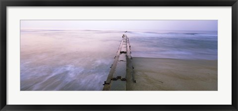 Framed Tide break on the beach at sunrise, Cape Hatteras National Seashore, North Carolina, USA Print