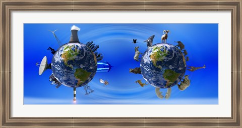 Framed Earth with circle of props Print