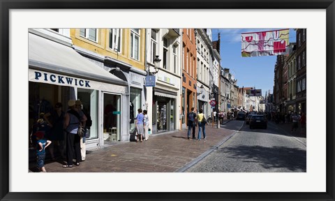 Framed Stores in a street, Bruges, West Flanders, Belgium Print