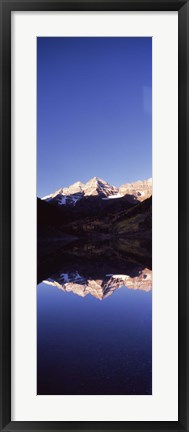 Framed Reflection of a mountain range in a lake, Maroon Bells, Aspen, Pitkin County, Colorado, USA Print