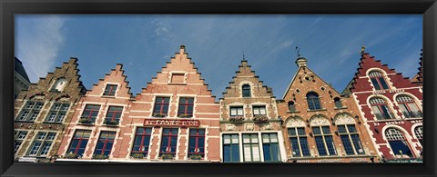 Framed Low angle view of gabled houses, Bruges, West Flanders, Flemish Region, Belgium Print