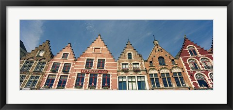 Framed Low angle view of gabled houses, Bruges, West Flanders, Flemish Region, Belgium Print