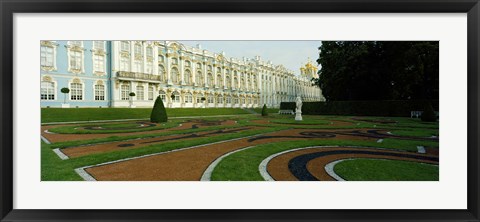 Framed Formal garden in front of the palace, Catherine Palace, Tsarskoye Selo, St. Petersburg, Russia Print