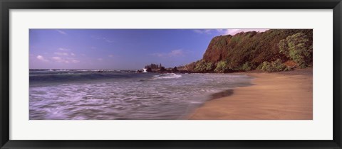 Framed Cliff on the beach, Hamoa Beach, Hana, Maui, Hawaii, USA Print