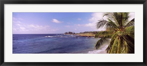 Framed Palm tree on the beach, Hamoa Beach, Hana, Maui, Hawaii, USA Print