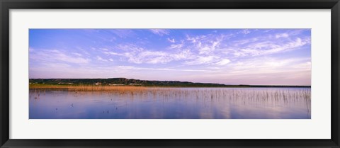 Framed Reflection of clouds in a lake, Elephant Butte Lake, New Mexico, USA Print