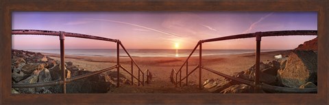 Framed Staircase leading towards a beach, California, Norfolk, England Print