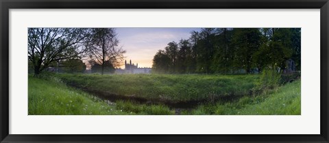 Framed Green field with university building in the background, King&#39;s College, Cambridge, Cambridgeshire, England Print