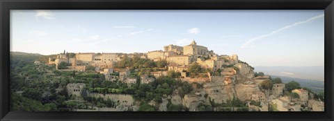 Framed Hilltop village, Gordes, Vaucluse, Provence-Alpes-Cote d&#39;Azur, France Print