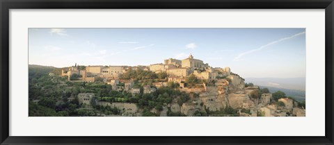 Framed Hilltop village, Gordes, Vaucluse, Provence-Alpes-Cote d&#39;Azur, France Print