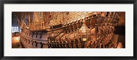 Framed Wooden ship Vasa in a museum, Vasa Museum, Stockholm, Sweden Print