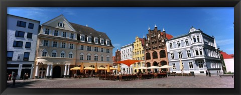 Framed Tourists at a sidewalk cafe, Stralsund, Mecklenburg-Vorpommern, Germany Print