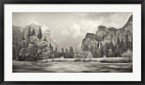 Framed River flowing through a forest, Merced River, Yosemite Valley, Yosemite National Park, California, USA Print