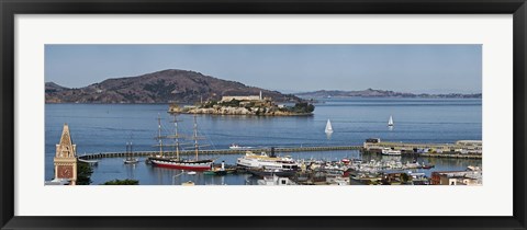 Framed Prison on an island, Alcatraz Island, Aquatic Park Historic District, Fisherman&#39;s Wharf, San Francisco, California, USA Print