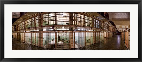 Framed 180 degree view of the corridor of a prison, Alcatraz Island, San Francisco, California, USA Print