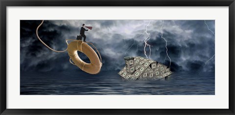 Framed Money house under water Print