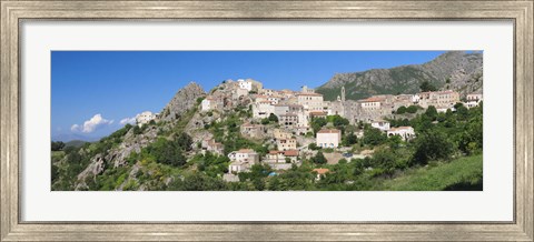 Framed Low angle view of a town, Speloncato, Balagne, Haute-Corse, Corsica, France Print