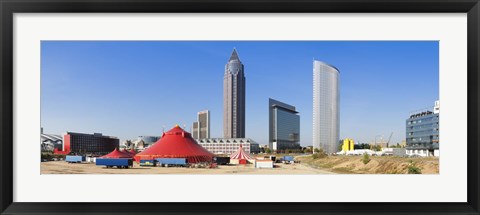 Framed Hochhauser in the European quarter a circus tent, Frankfurt, Hesse, Germany Print