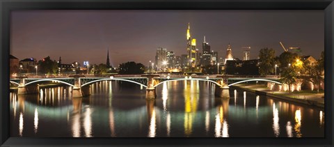 Framed Bridge across a river, Ignatz Bubis Bridge, Main River, Frankfurt, Hesse, Germany Print