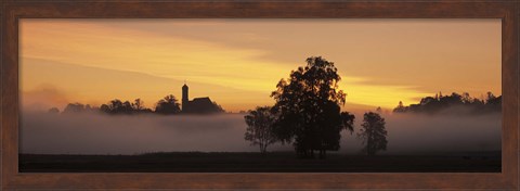 Framed Early morning fog near Seeg, Ostallgau, Bavaria, Germany Print