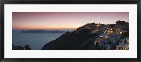 Framed Village on a cliff, Firostefani, Santorini, Cyclades Islands, Greece Print