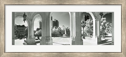 Framed Opera overlooking the financial district, Frankfurt, Hesse, Germany Print