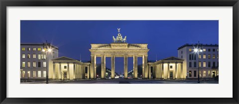 Framed City gate lit up at night, Brandenburg Gate, Pariser Platz, Berlin, Germany Print