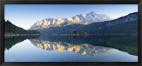 Framed Wetterstein Mountains and Zugspitze Mountain reflecting in Lake Eibsee, Bavaria, Germany Print