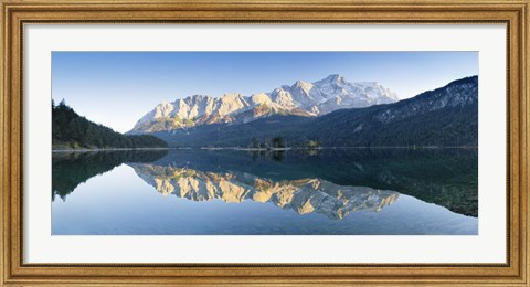 Framed Wetterstein Mountains and Zugspitze Mountain reflecting in Lake Eibsee, Bavaria, Germany Print