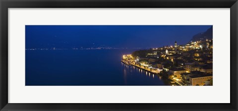 Framed Town at the waterfront, Limone Sul Garda, Lake Garda, Lombardy, Italy Print
