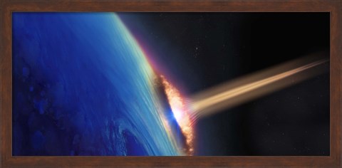 Framed Comet crashing into earth Print