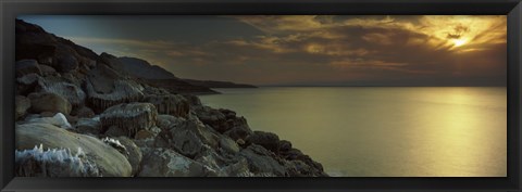 Framed Sunset over the dead sea, Arabah, Jordan Print